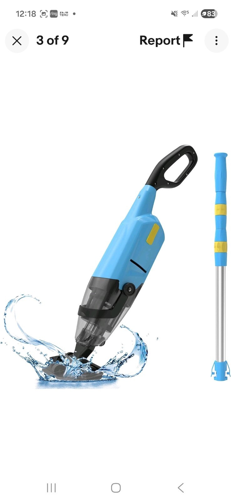 Handheld Pool Vacuum Cordless Powered Pool and Spa Vacuum Rechargeable Vacuum