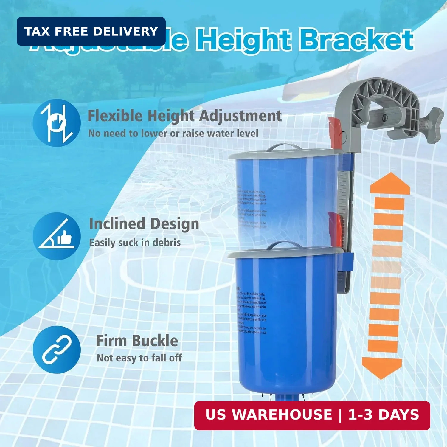 Above Ground Pool Skimmer with 5 Skimmer Socks, Wall Mount Surface Skimmer with