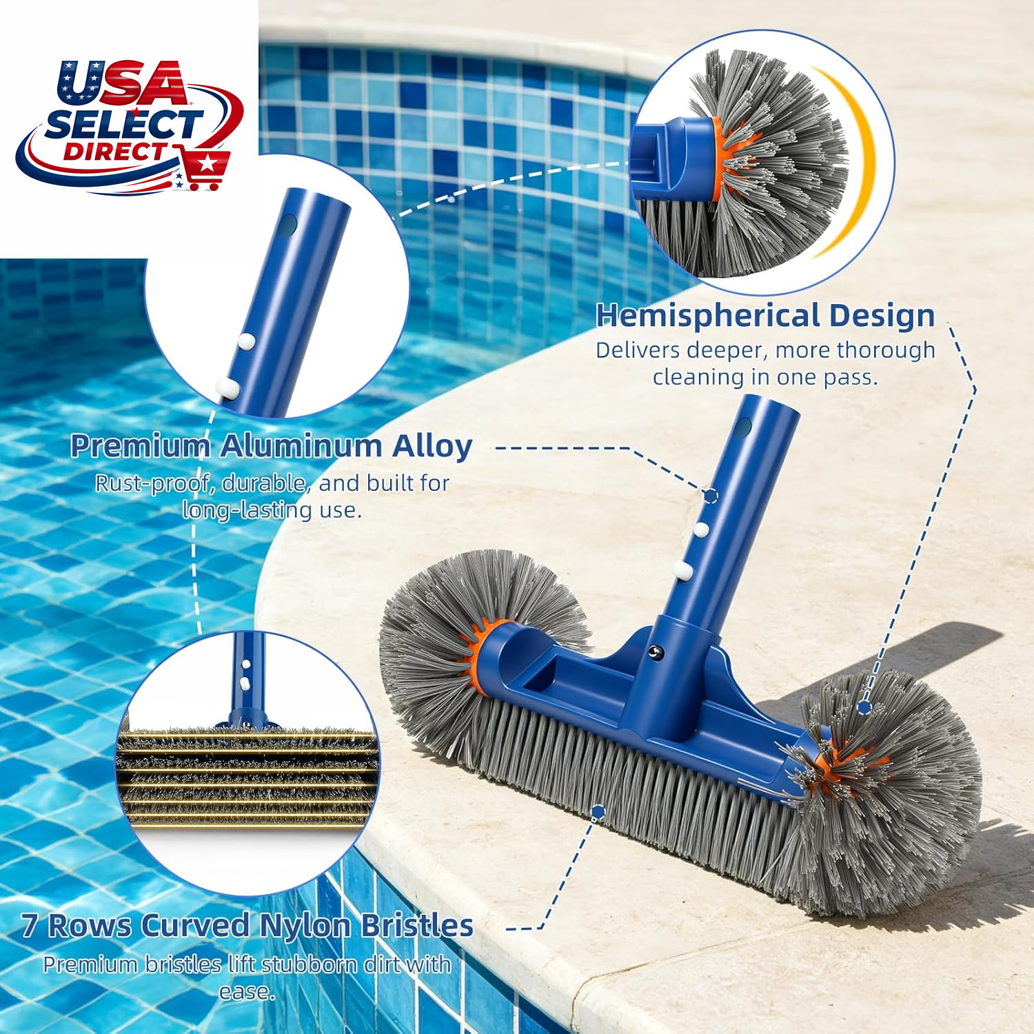 Swimming Pool Cleaning Kit with Aluminum Pole, Skimmer Net, Brush
