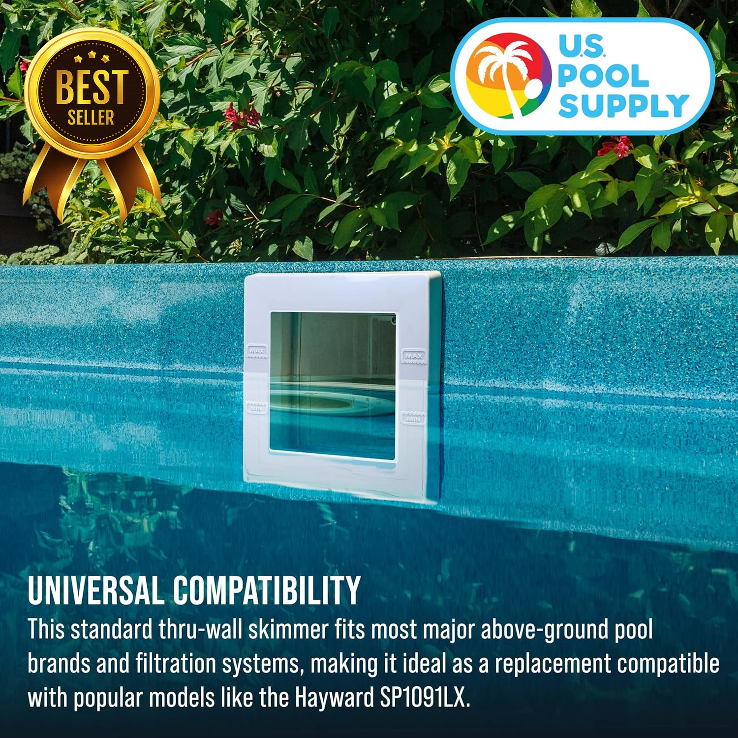 Standard Thru-Wall Above Ground Pool Skimmer Kit ABS Construction Complete Unive