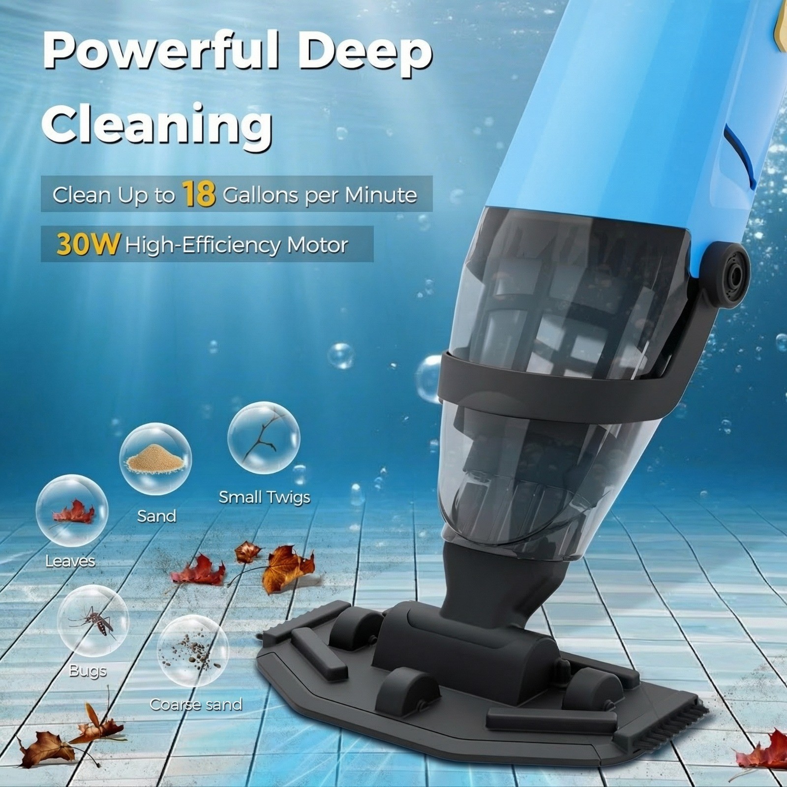 Handheld Pool Vacuum Cleaner Above Ground Inground Pools Cordless Pool Cleaner