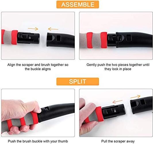 Red 27&Prime; Snow Brush & Ice Scraper with Ergonomic Foam Grip – Detachable