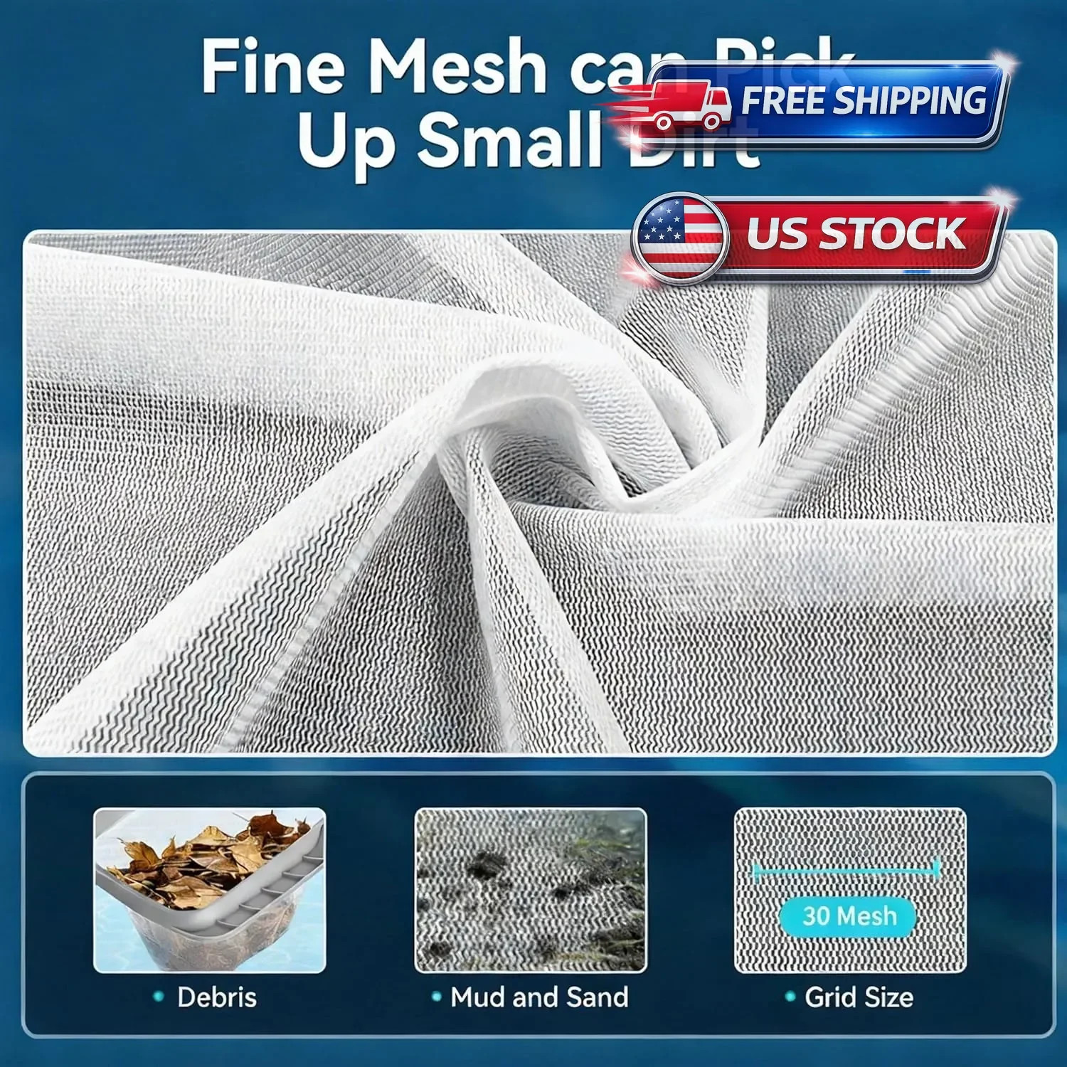Swimming Pool Leaf Skimmer Net,Reinforced Frame Deep Rake Net