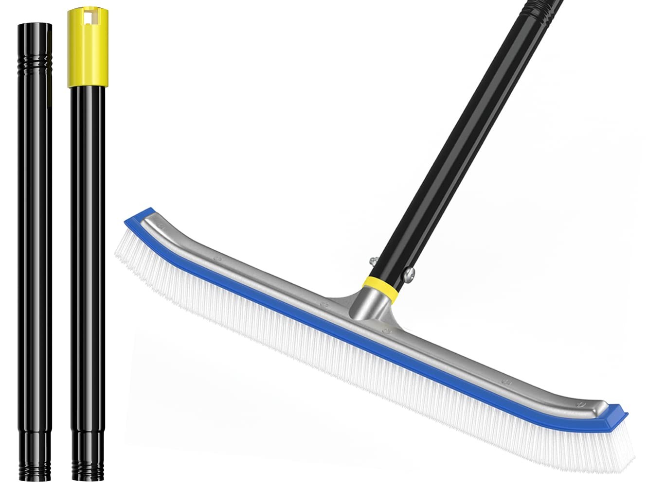 Pool Brush with Pole for Above Ground Pools, 18&Prime; Pool Cleaning Brush Head and…