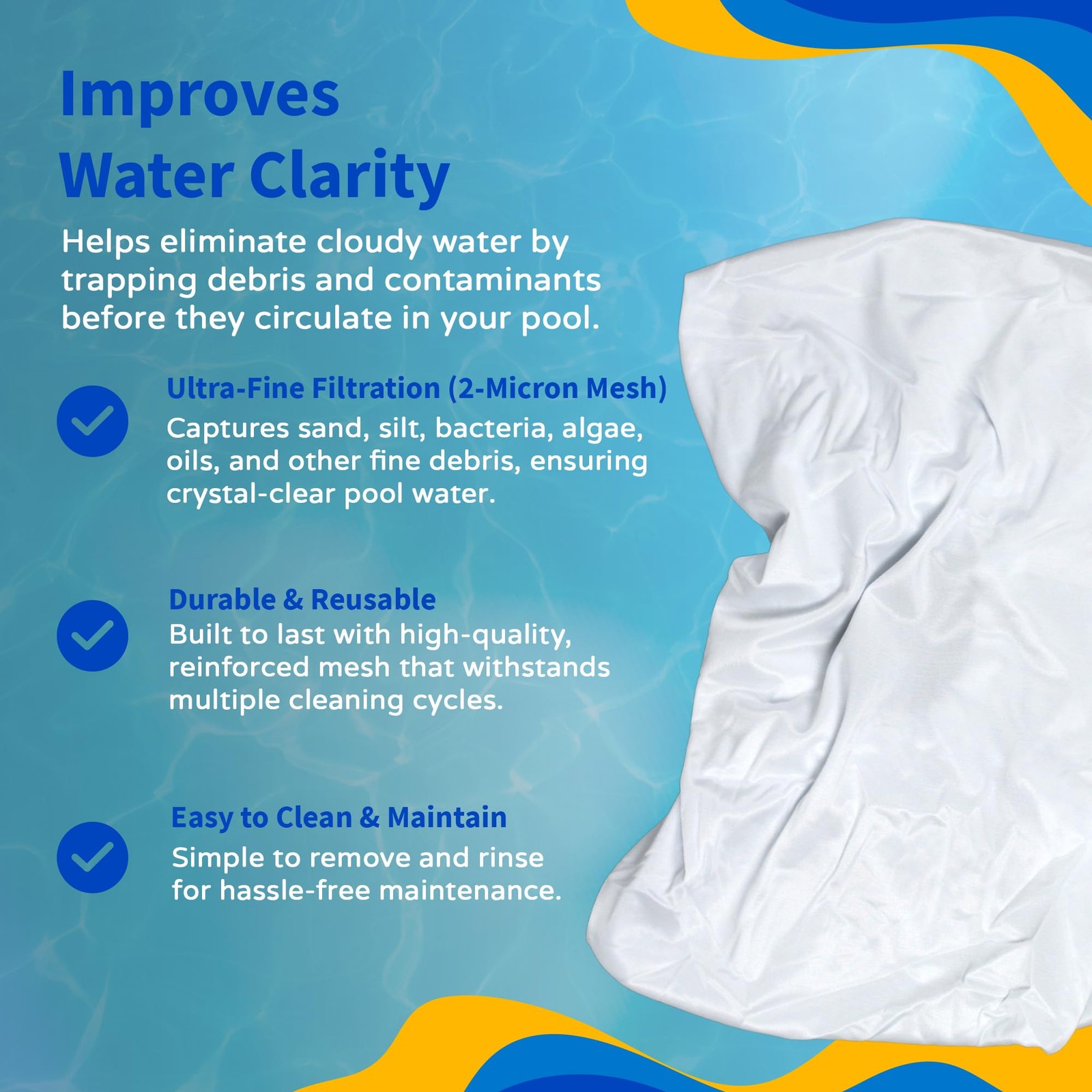 White Pool Cleaner Replacement Filter Bag Aquafirst Aquabot Blue Wave