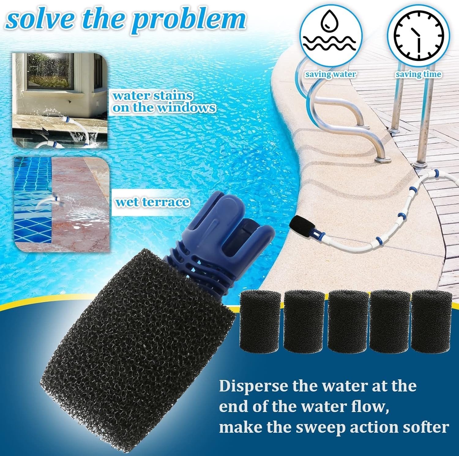 Snap-On Tail Sweep Pro for Polaris Cleaners – 6 Durable Foam Scrubbers Included