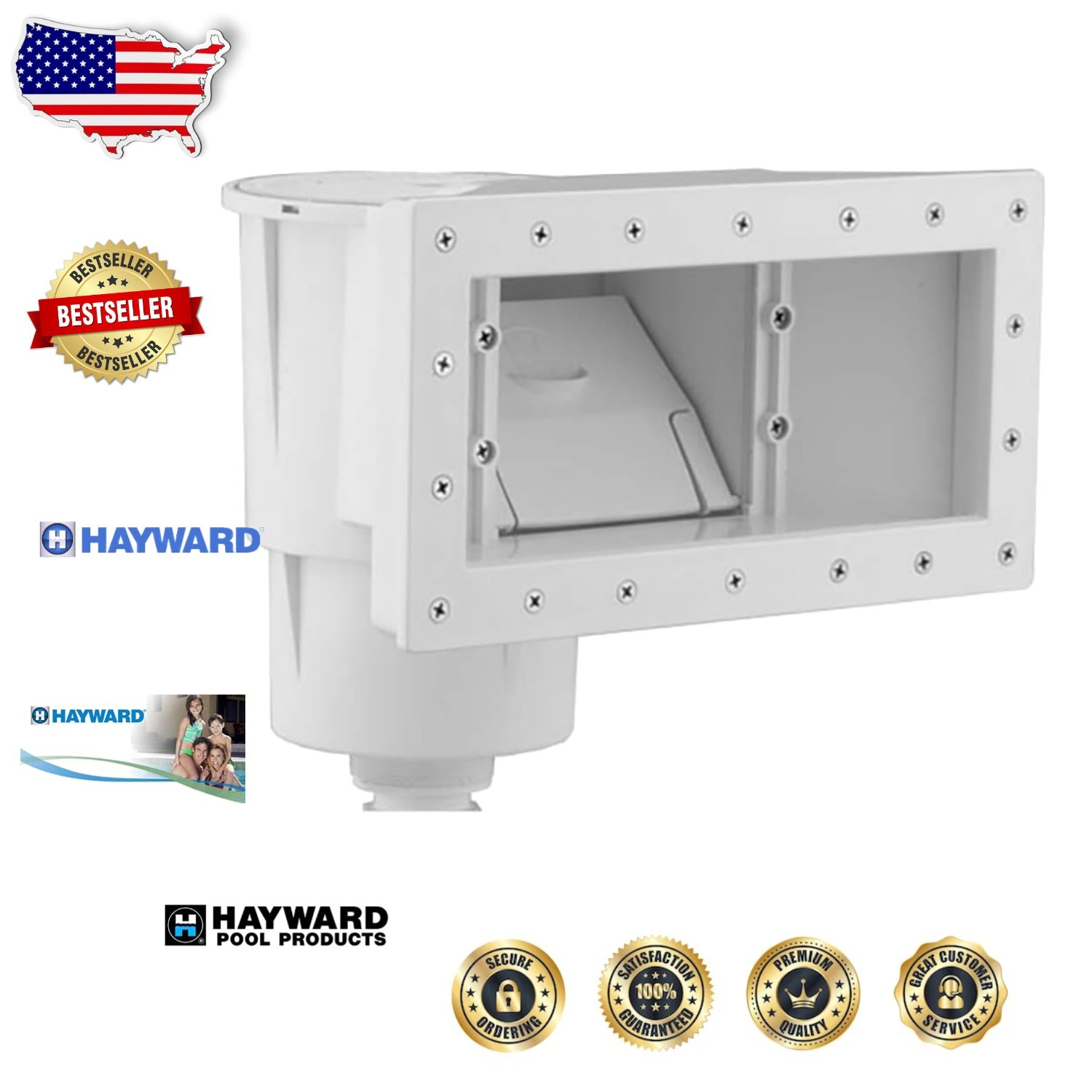White Dyna-Skim Above-Ground Pool Skimmer Wide Mouth, Heavy Duty UV ABS, Comp…