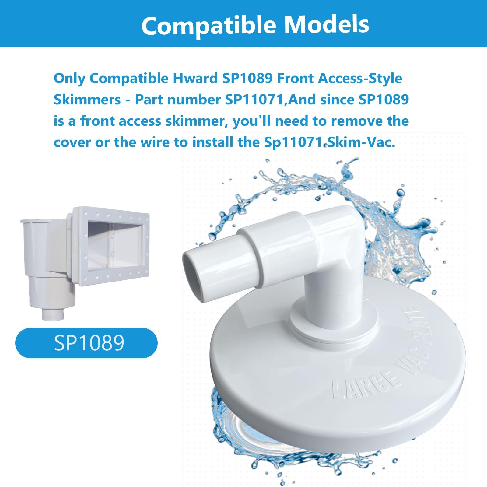 7.25 Inch Pool Skimmer Vacuum Plate with Combo Hose Elbow Adapter