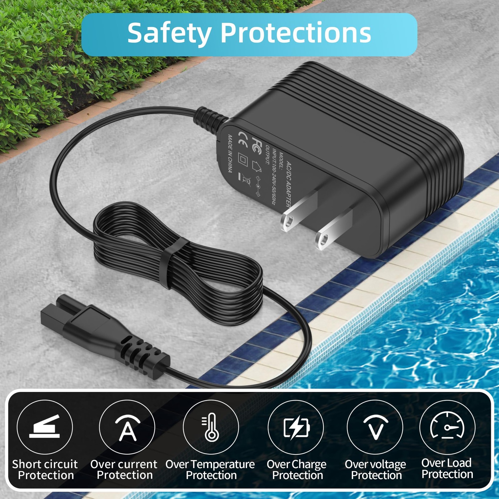 Charger for WYBOT Robotic Pool Vacuum Cleaner, Power Cord Compatible with…