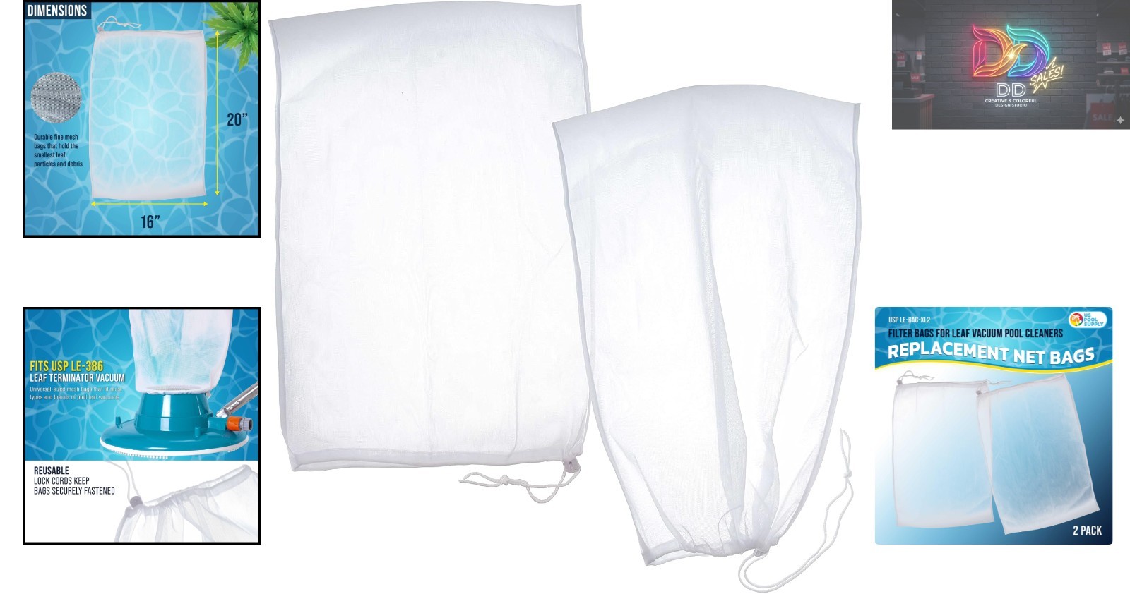 Ultimate 2 Pack Leaf Vacuum Bags – Large 16&Prime; x 20&Prime; for Hassle-Free Pool Cleaning