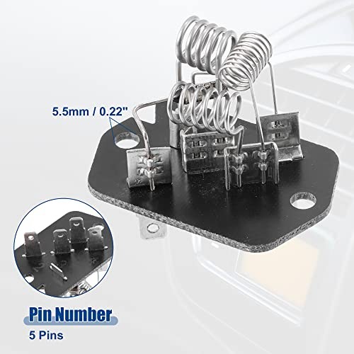 HVAC Blower Motor Resistor Heater Replacement – Pack of 1 Black Silver Tone