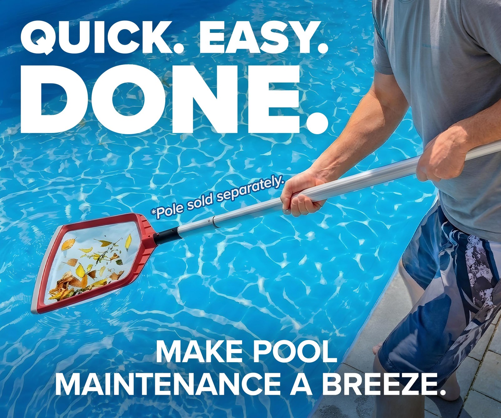 Flat Pool Skimmer Leaf Net for Inground & Above Ground Pools Cleaning // Heav…