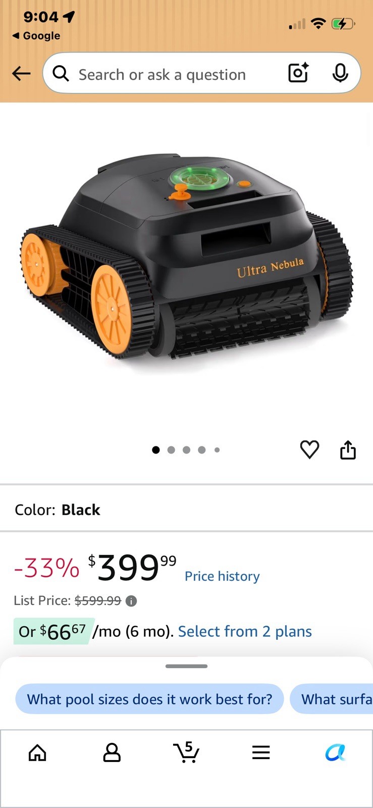 Cordless Robotic Pool Vacuum Cleaner