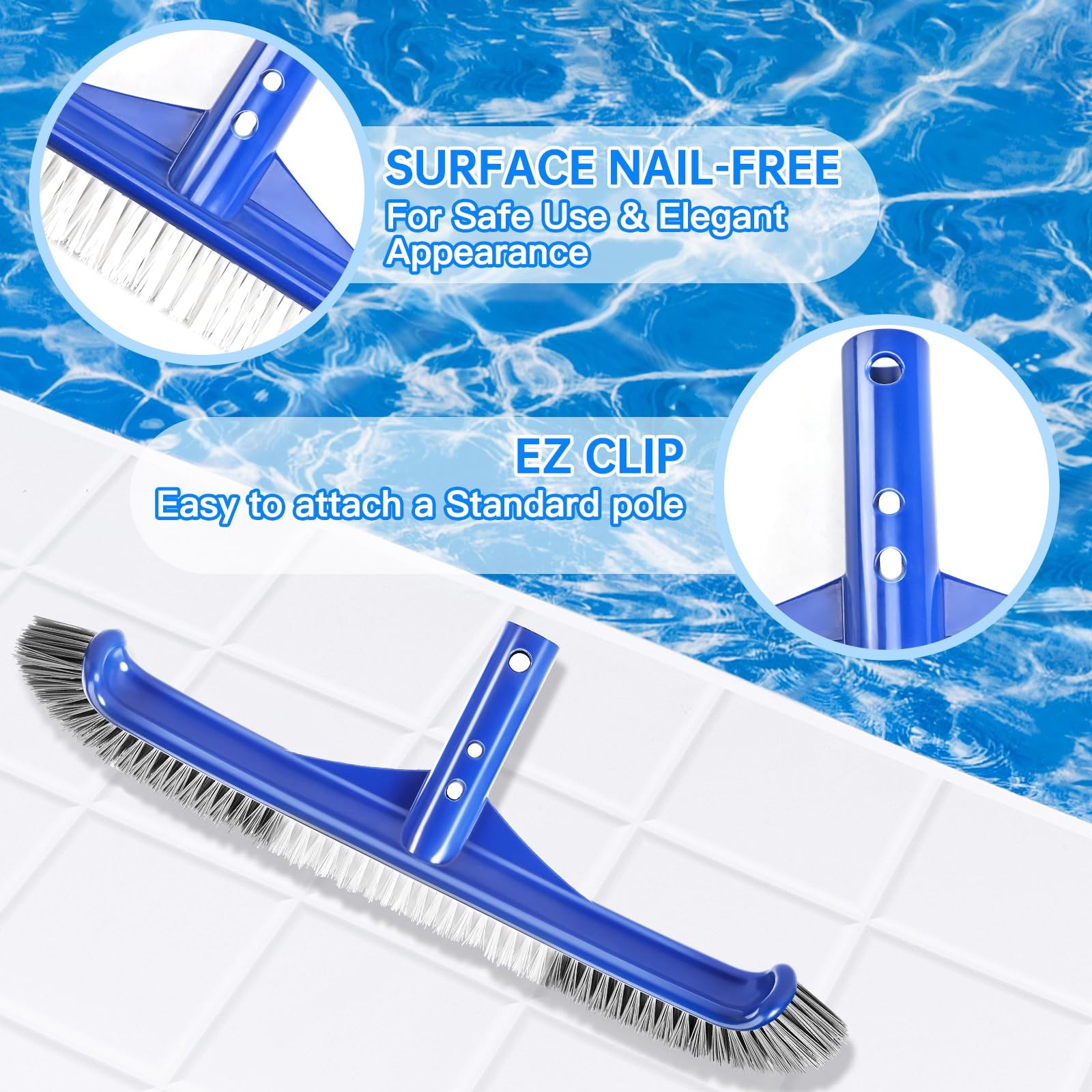 Pool Brush Head, 17&Prime; Brushes for Cleaning Walls, Large,