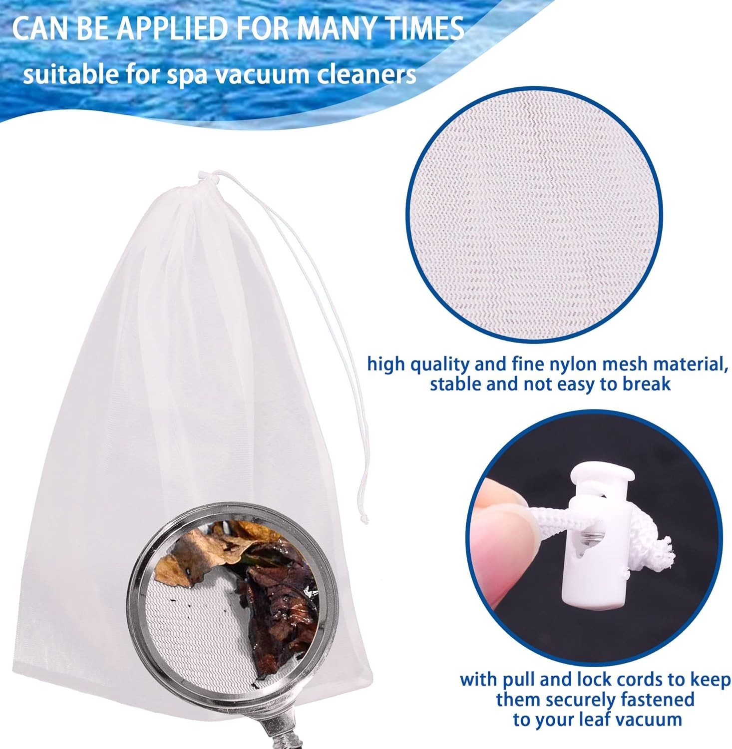 6Pack 24 * 16 » Pool Fine Mesh Filter Bags for Leaf Vacuum Pool Cleaners,Pool…