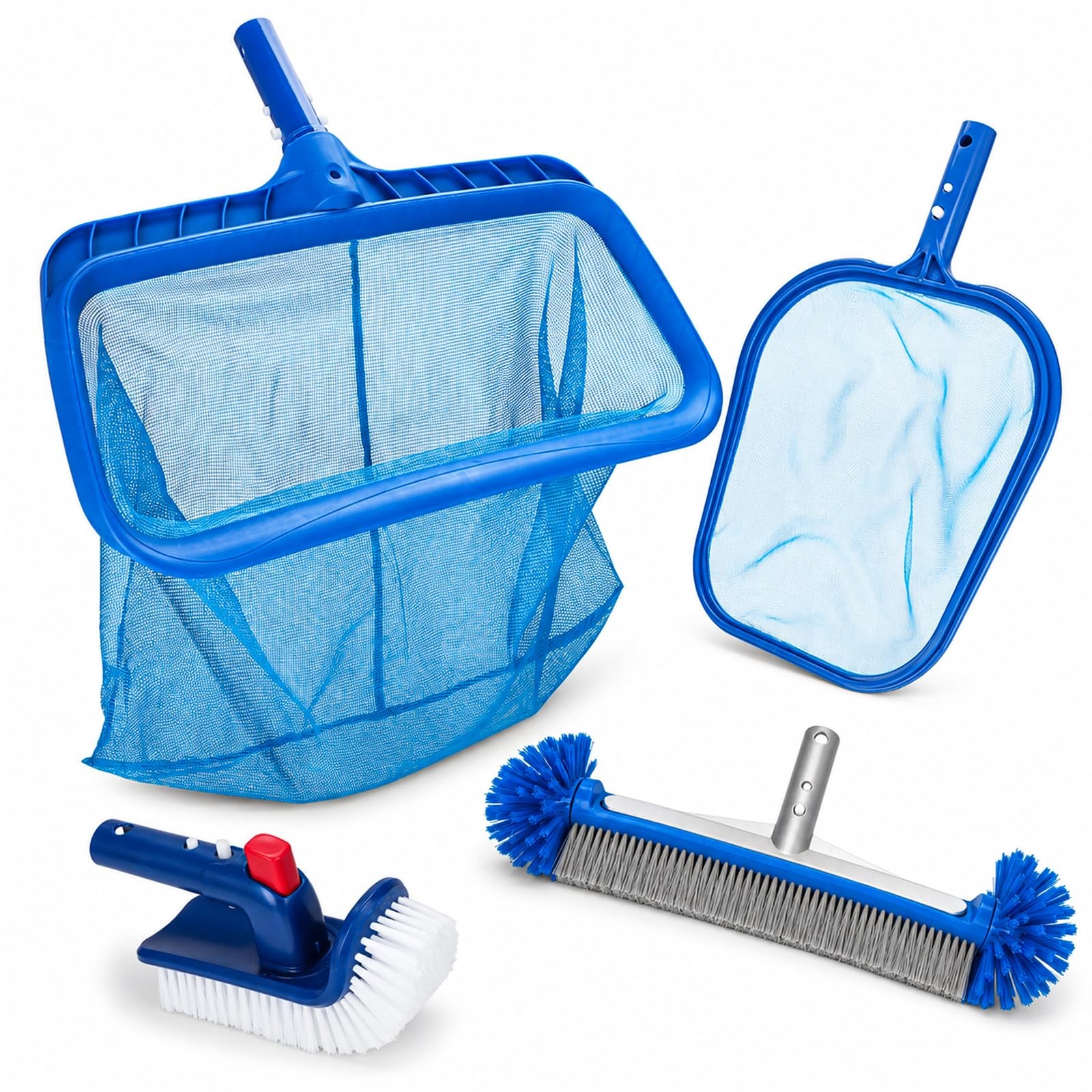 Pool Cleaning Kit Professional Heavy Duty Leaf Skimmer Net, Deep Bag Rake & W…