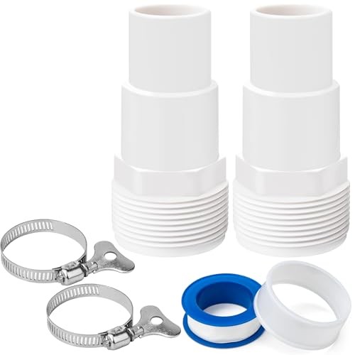 Pool Hose Adapter of 1-1/4&Prime; to 1-1/2&Prime; with Plumbers 2-pack with accessories
