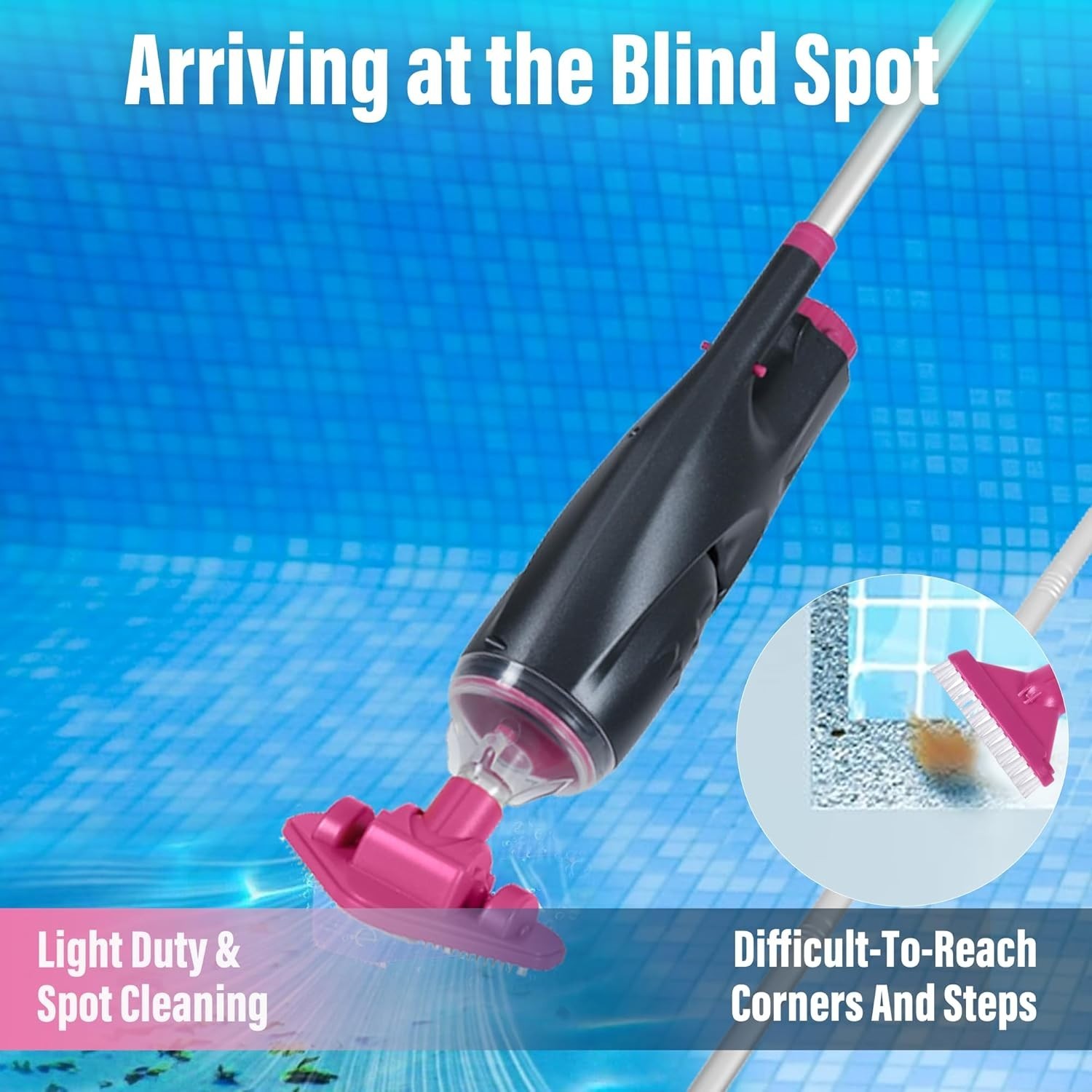 Cordless Pool Vacuum for Hot Tubs Small Pools Rechargeable 90Min Gray
