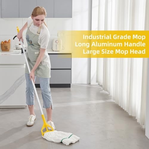 Heavy Duty Industrial Mop with Long Handle – 59&Prime; Looped-End String
