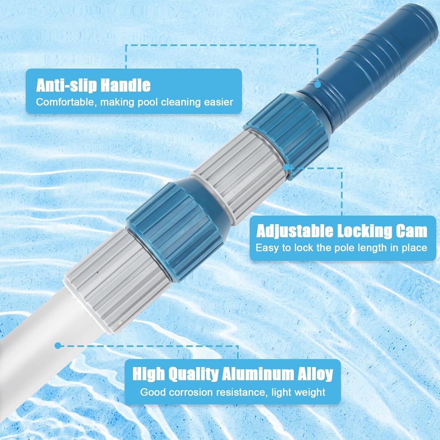 Pool Pole – Professional 12 Foot Telescoping Swimming Pool Cleaning Poles, Adjus