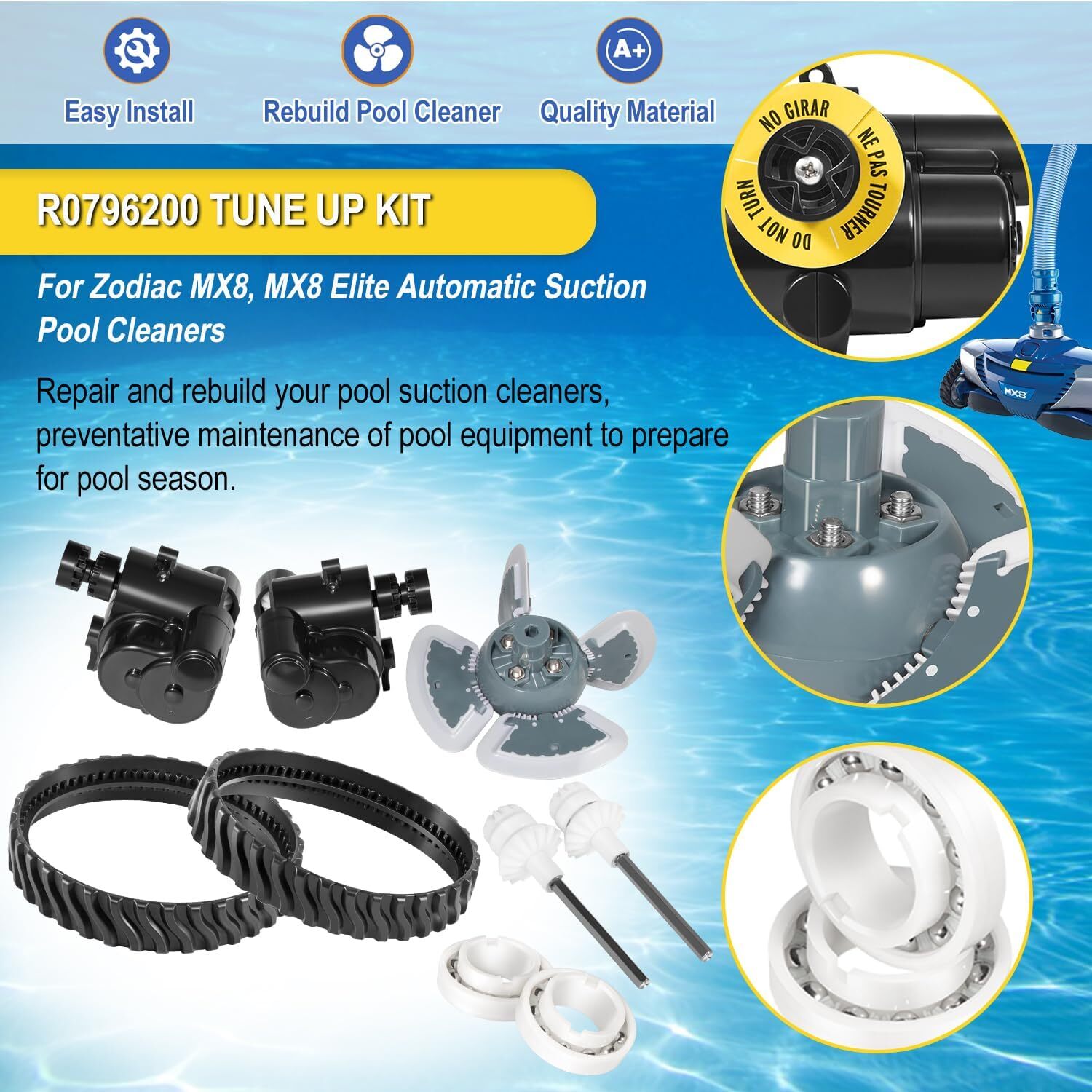 for Zodiac Baracuda MX8/MX8 Elite Pool Cleaners Tune Up Rebuild Kit R0796200