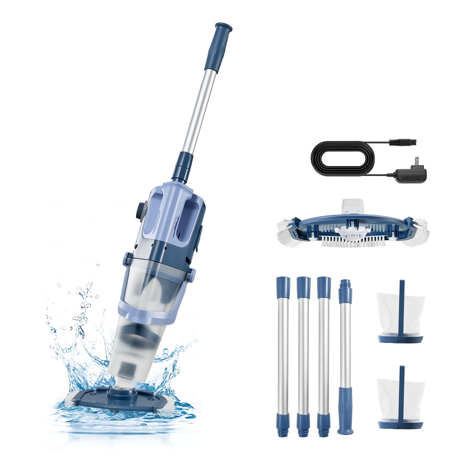 VEVOR Handheld Pool Vacuum Cordless Spa Hot Tub Vacuum 26 GPM Extension Pole