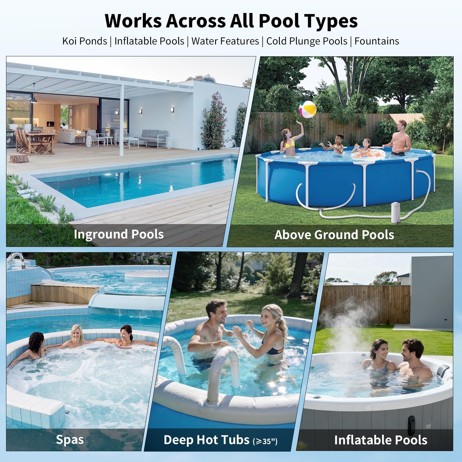 Cordless Pool Vacuum for Inground & Above Ground Pools: Ocean Blue(23.8 GPM)