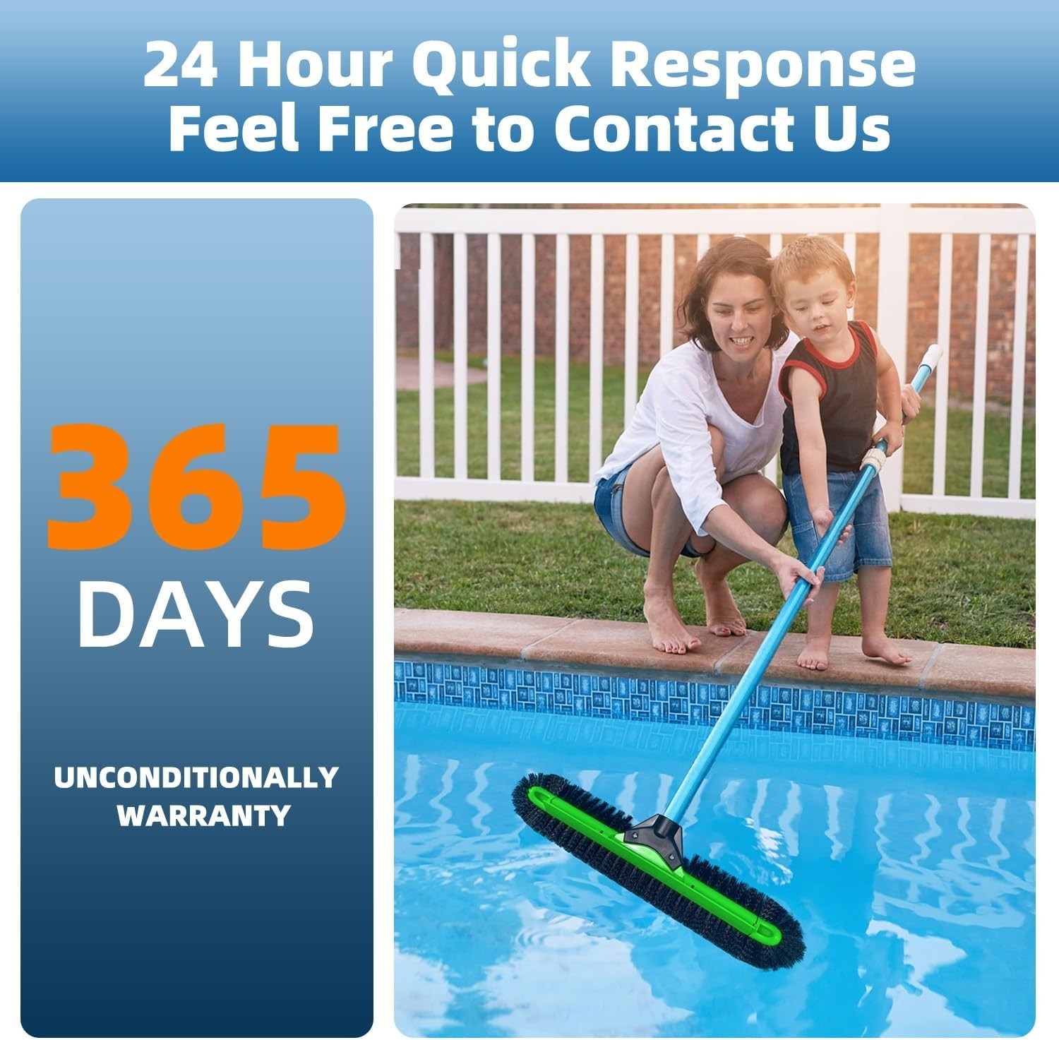 20&Prime; Wide Pool Brush Head, Heavy Duty Pool Scrub Brush with 12-Rows Soft Bristles