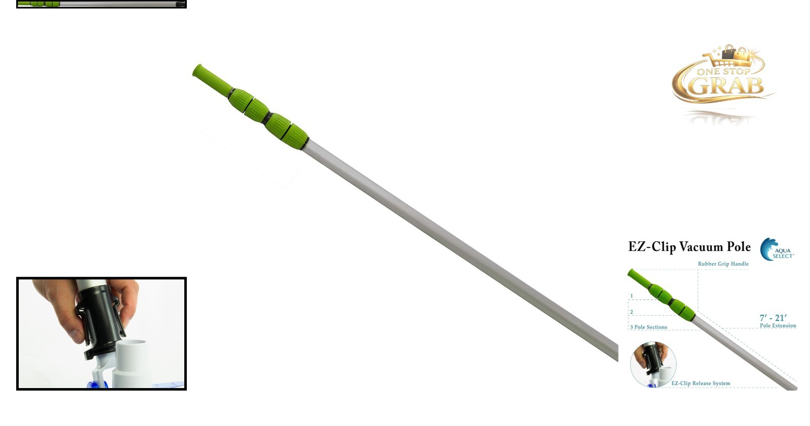 7-21 Ft Aluminum Telescoping Pool Vacuum Pole Heavy Duty Grip