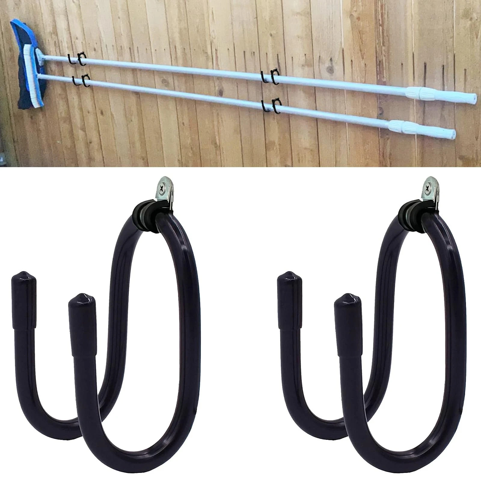 2 Pack Pool Pole Hanger/Hook, Pool Cleaning Tool Holder and Organizer for Poo…