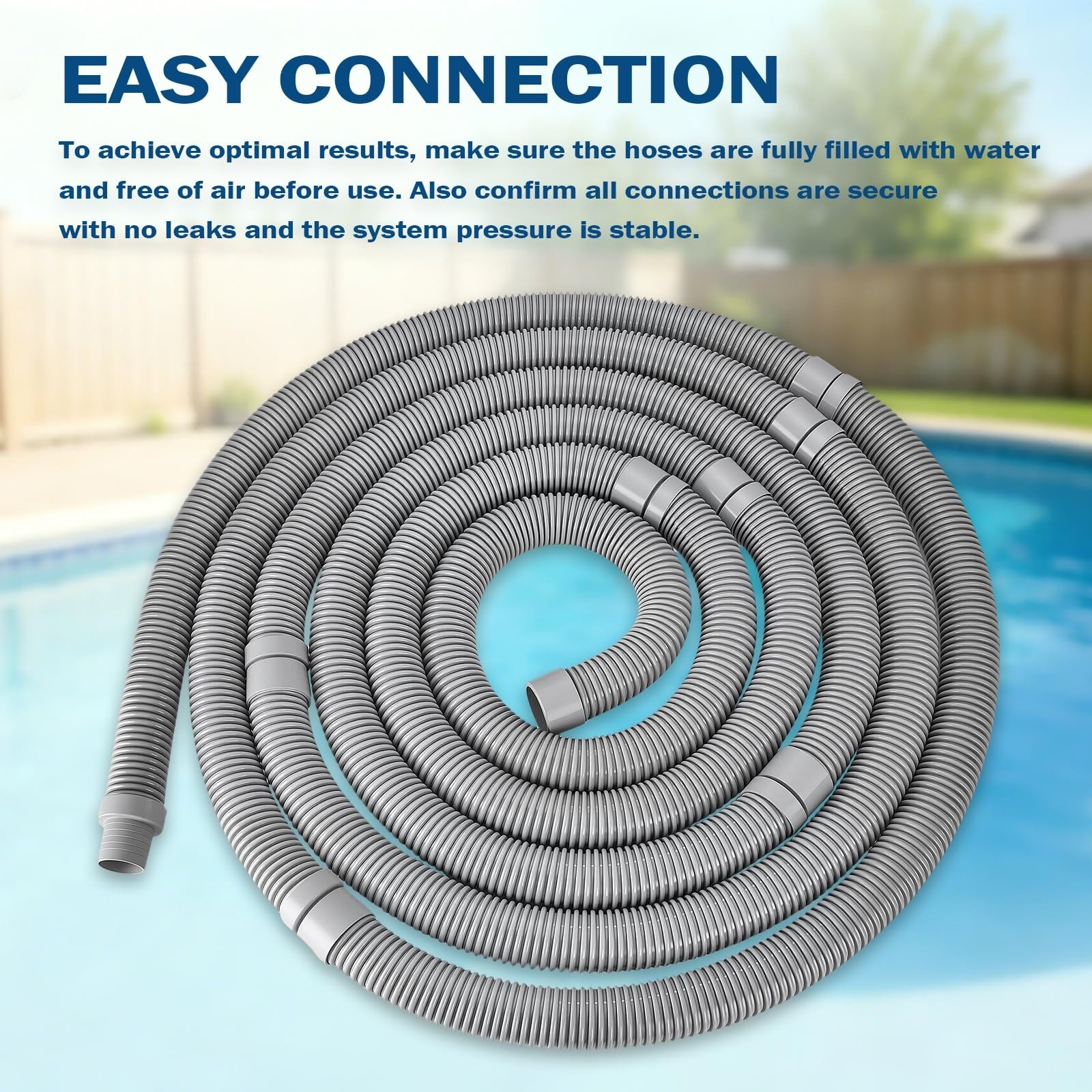 26FT Pool Vacuum Hose – 1.5” Extension, Durable EVA, Fits All Automatic Cleaners