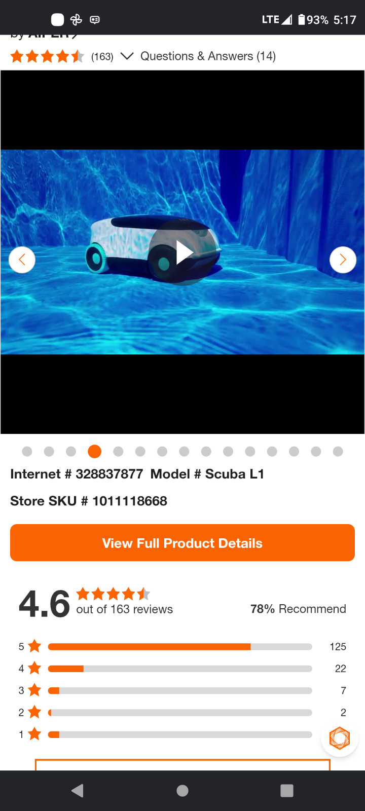 Aiper pool cleaning scuba L1 previously owned! Robot cleaner cordless! Wow!