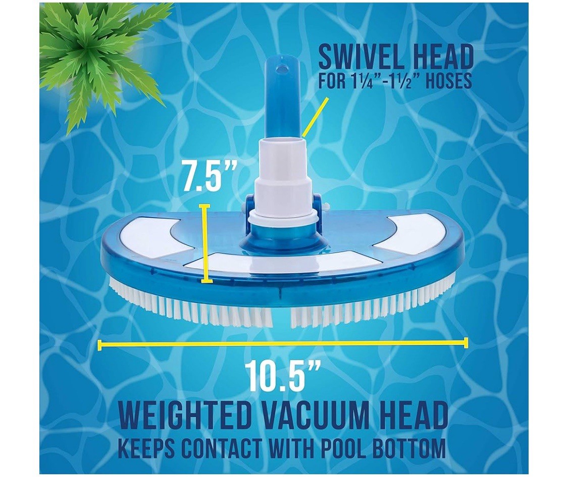 USP Pool Vacuum Brush Head Curved Half Moon Body 10×7&Prime; Swivel Connect VH-709