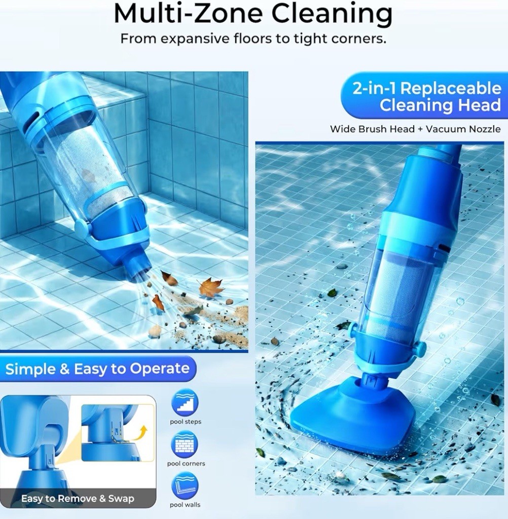 Swolace Cordless Pool Vacuum Cleaner 1427 GPH Rechargeable Above Ground Inground