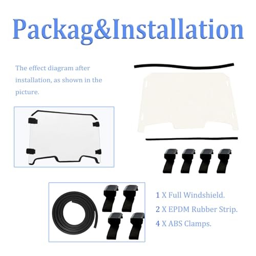 Front Full Windshield Compatible with 2019-2023 Polaris RZR XP 1000 XP4 1000 2