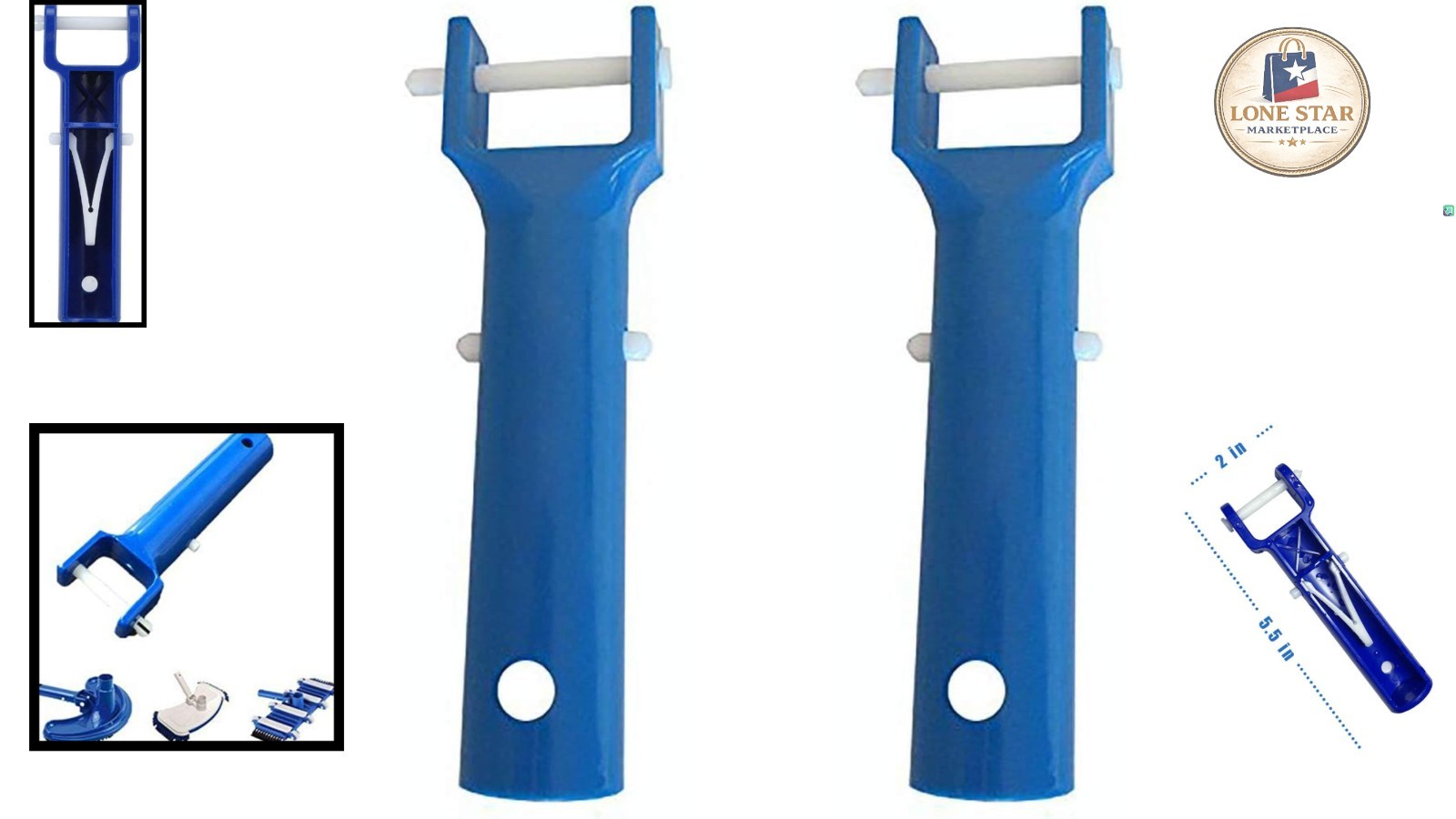 Durable Blue Pool Vacuum Handle Replacement Kit with V-Clip & Lock Pin – 2 Pack