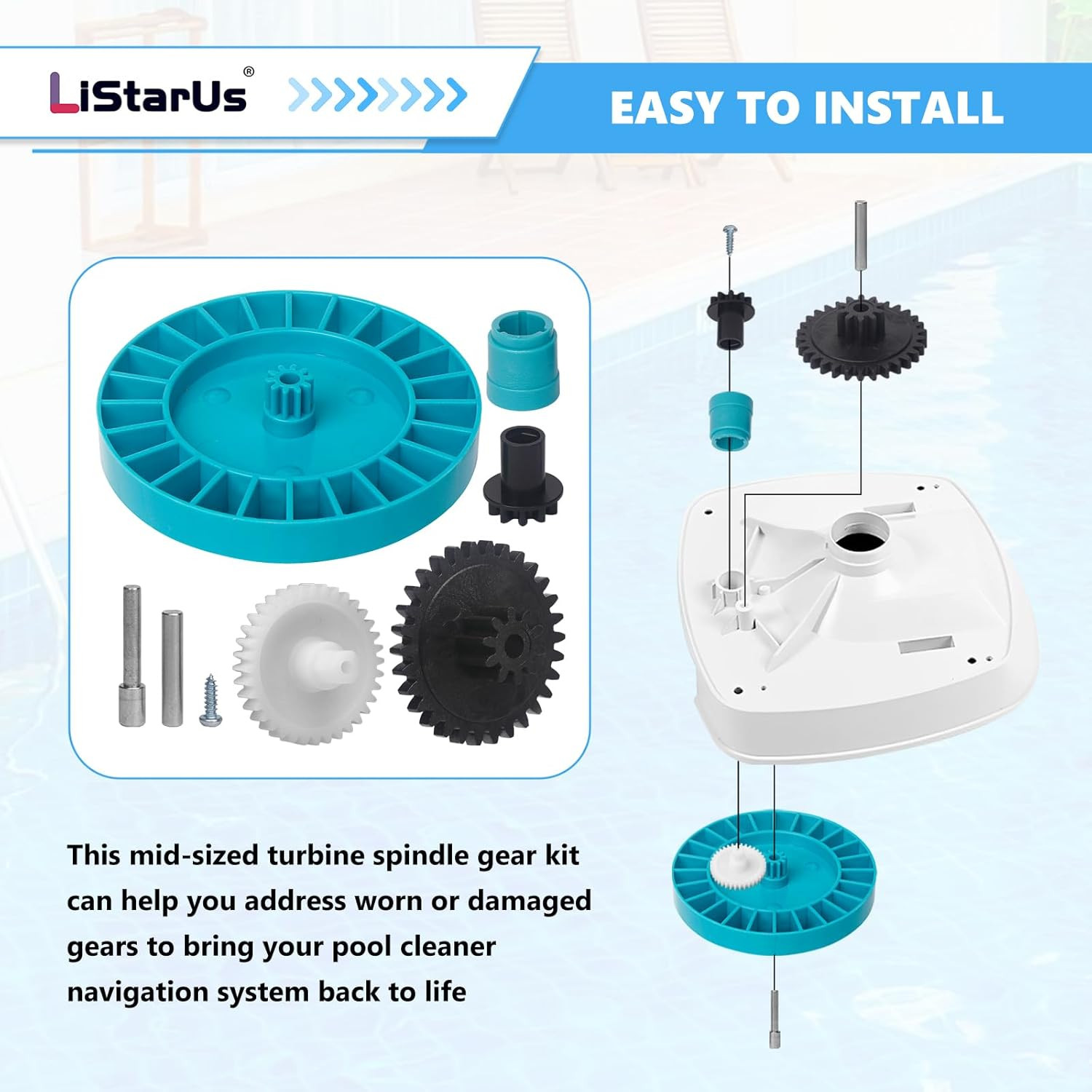 AXV079VP Medium Turbine Spindle Gear Kit Replacement for Hayward Pool Vacuum Par