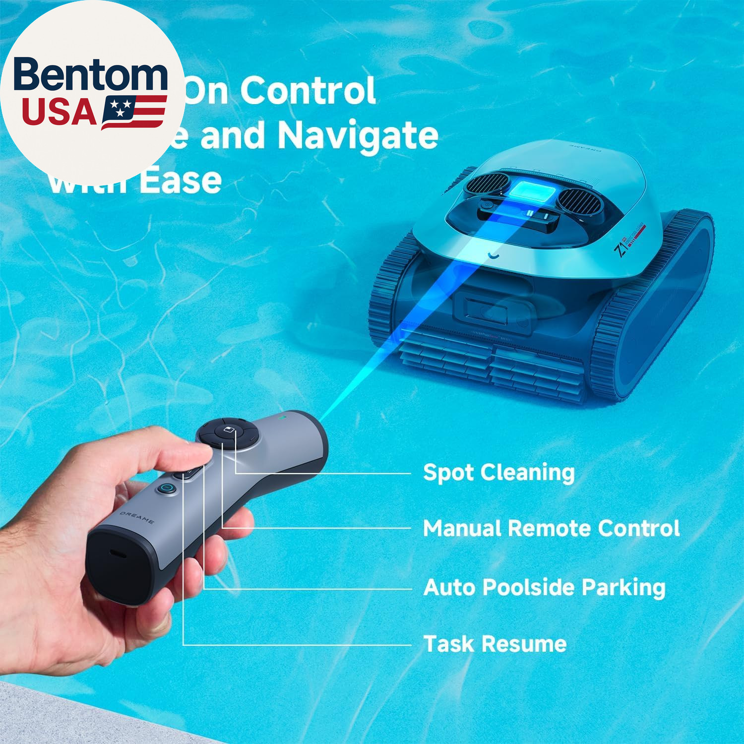 Z1 Pro Cordless Robotic Pool Cleaner, Lifi & APP Control, 8000 GPH Suction, Wall