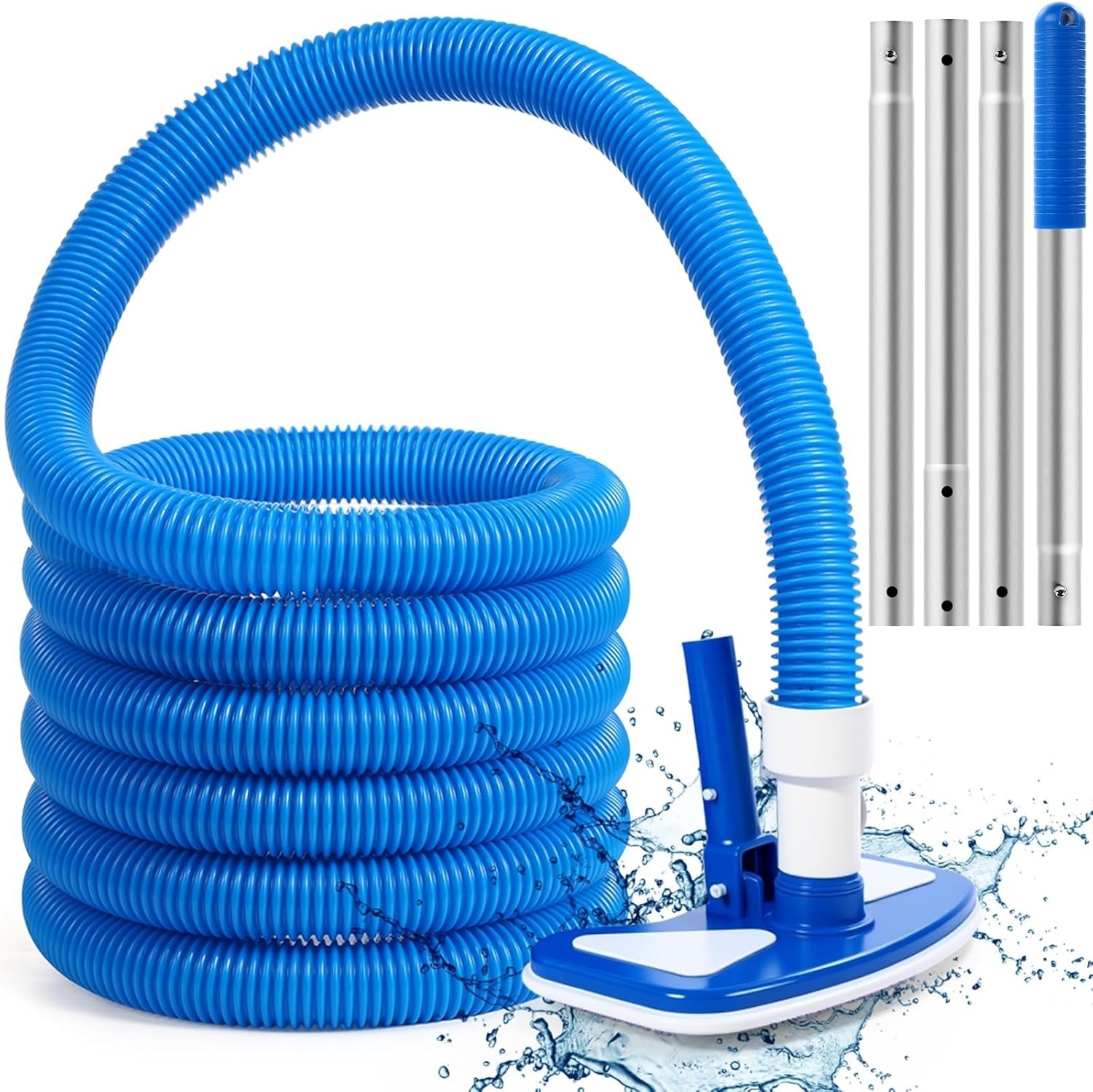 3-Piece Pool Vacuum Kit with Adjustable Pole & 18ft Hose – Clean Effortlessly