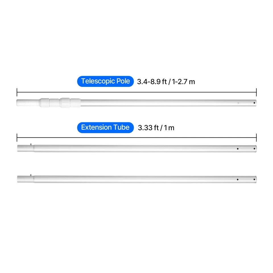Telescopic Aluminum Pool Pole, Adjustable Length 3.4 to 15 ft with Twist Lock