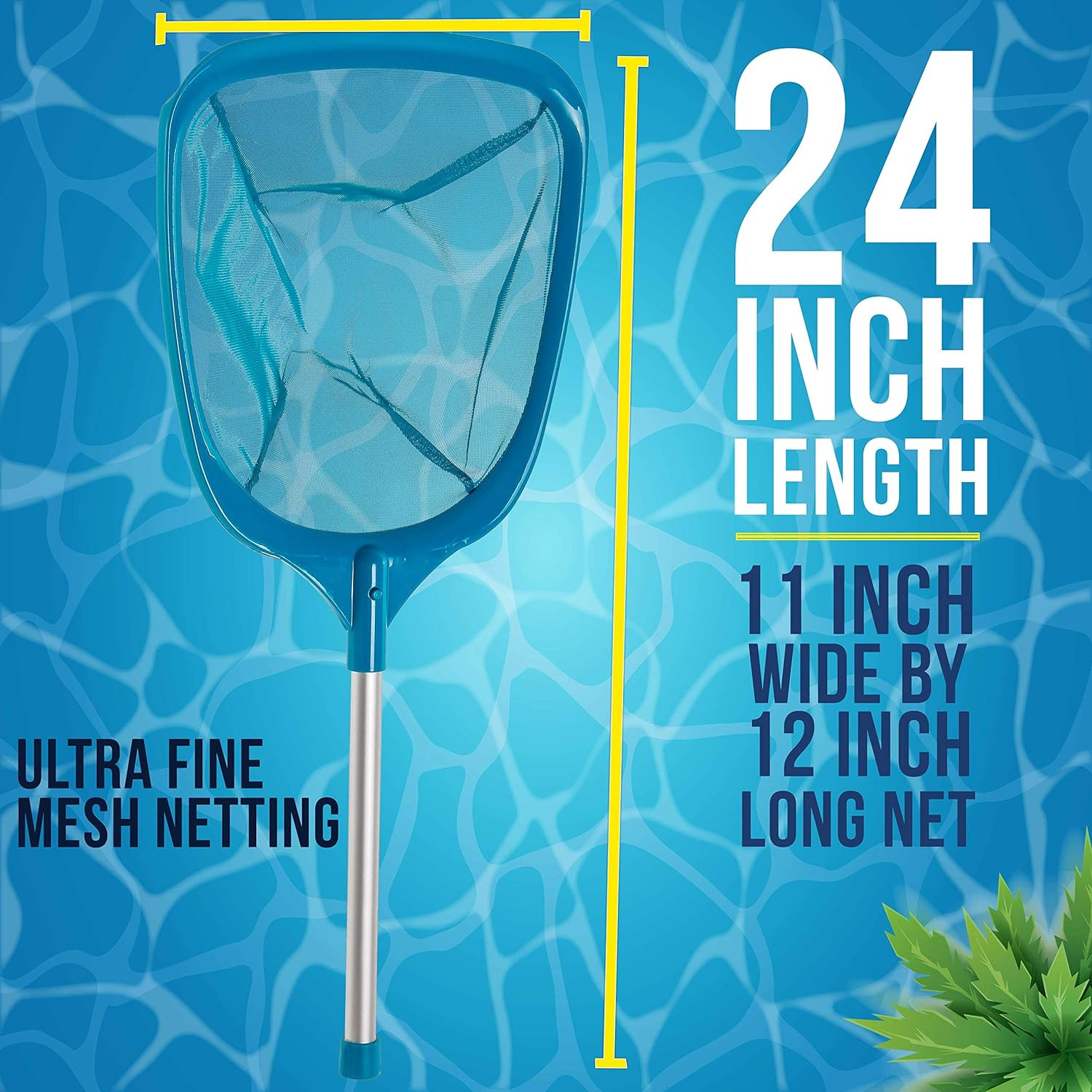 Professional Spa, Hot Tub, Pool Hand Leaf Skimmer Net with Aluminum Pole – Deep