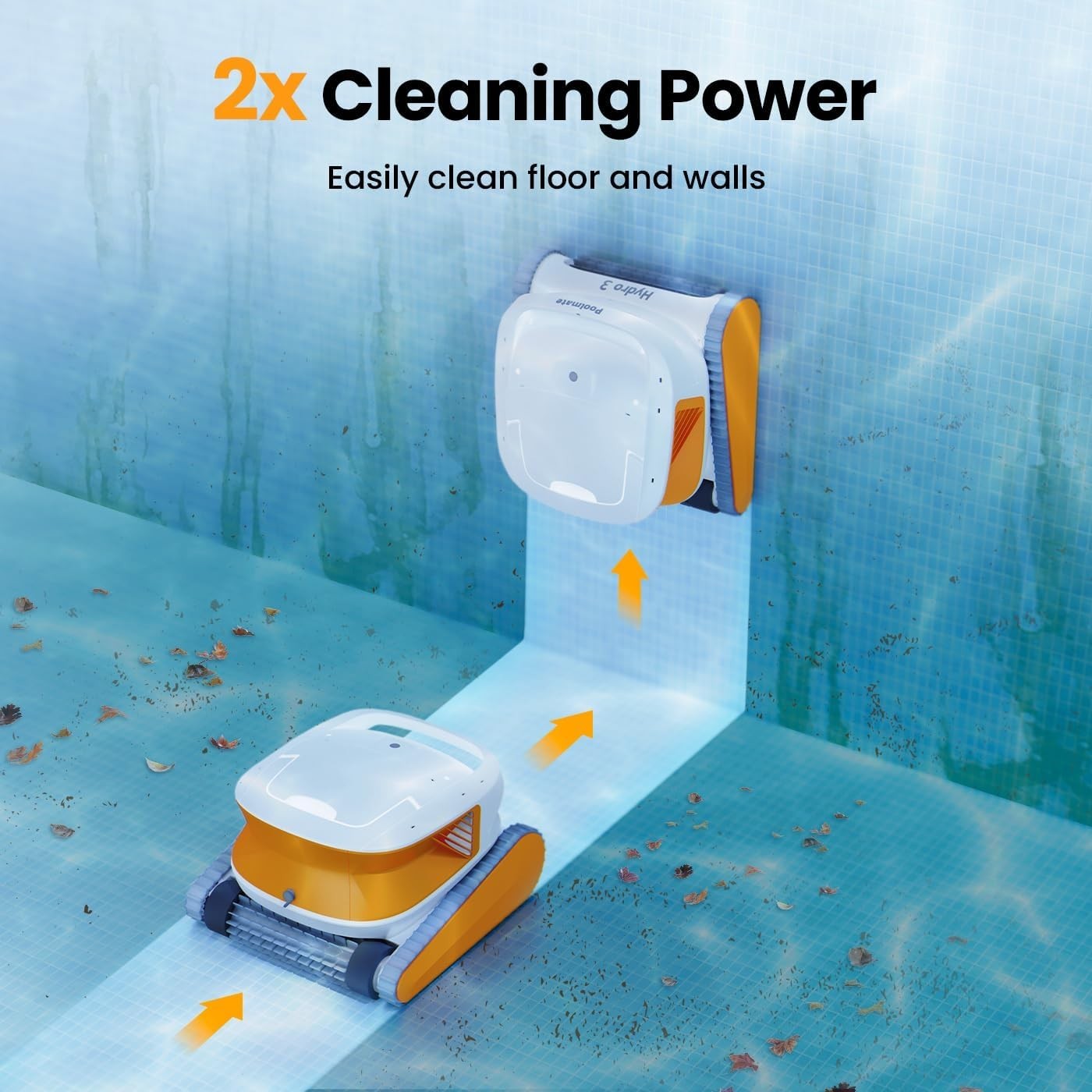 Hydro 3 Robotic Pool Cleaner Pool Vacuum,6000GPH 200 Mins for All Types Pools