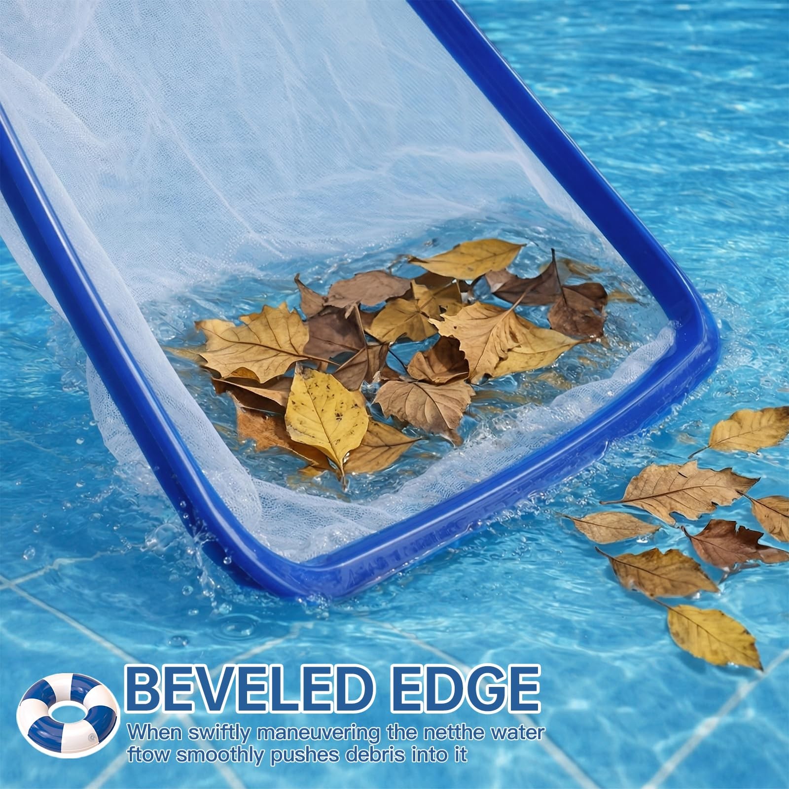 Heavy Duty Pool Skimmer Net for Leaves, Bugs & Debris Easy Clean Tool