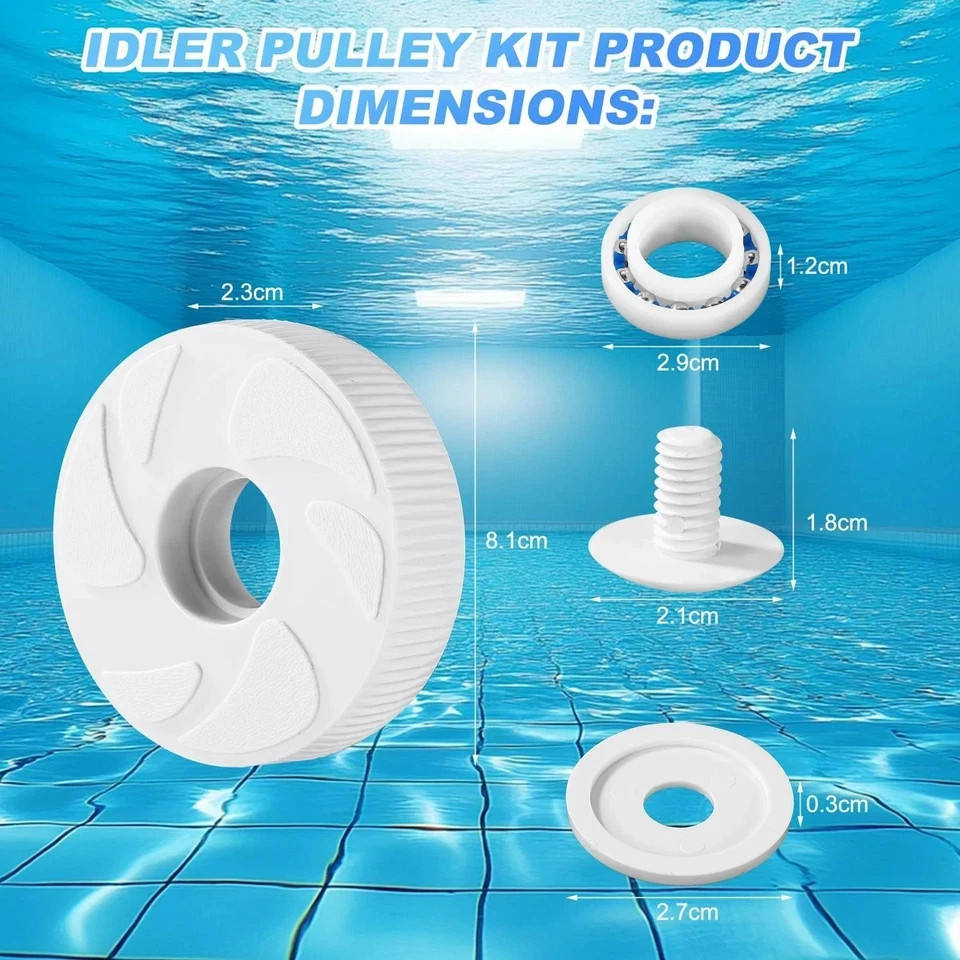 Pool Cleaner Idler Wheel Replacement Kit Part for Polaris 280 180, ABS Metal Whi