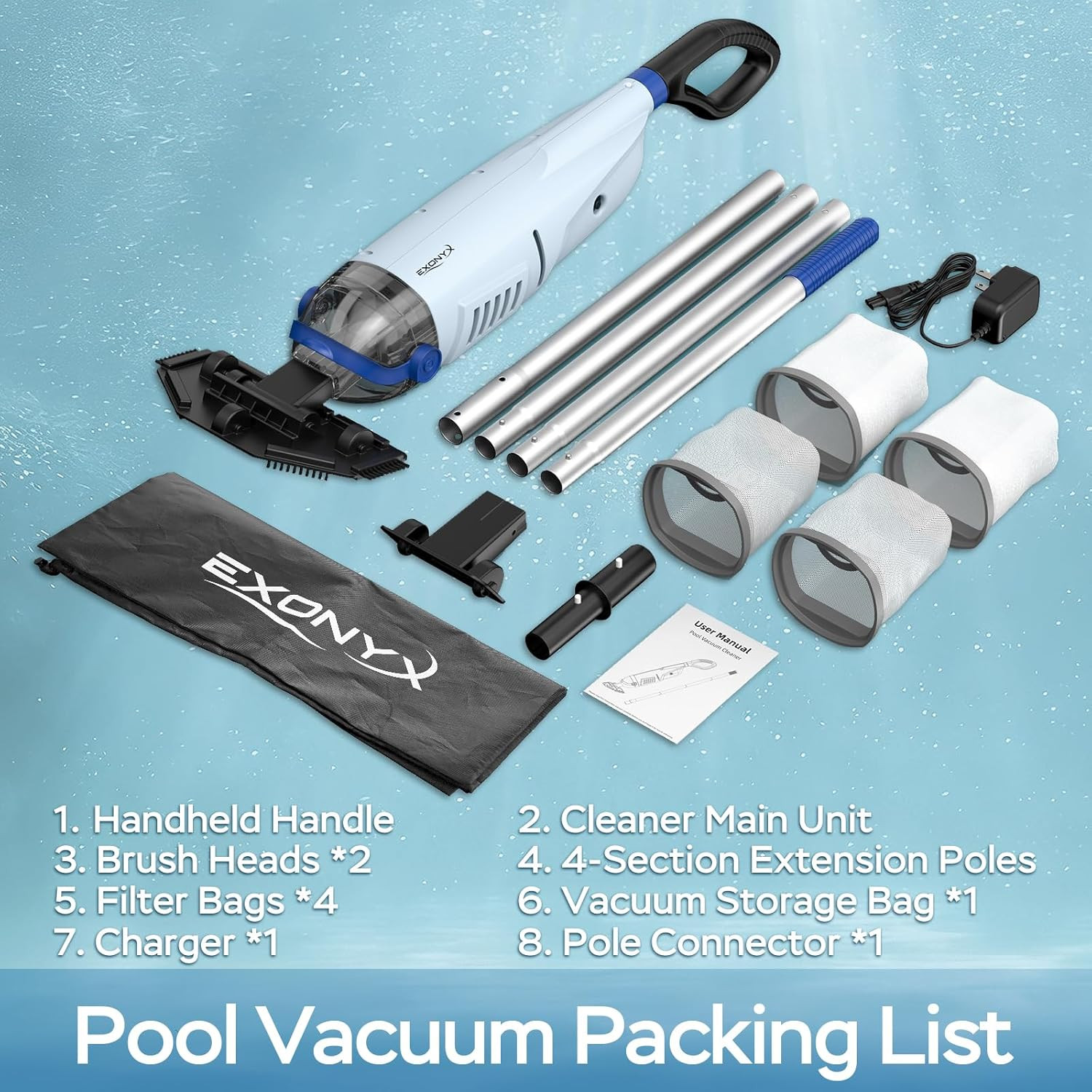 Cordless Pool Vacuum for above Ground Pool, 18.5GPM Enhanced Suction Handheld Po