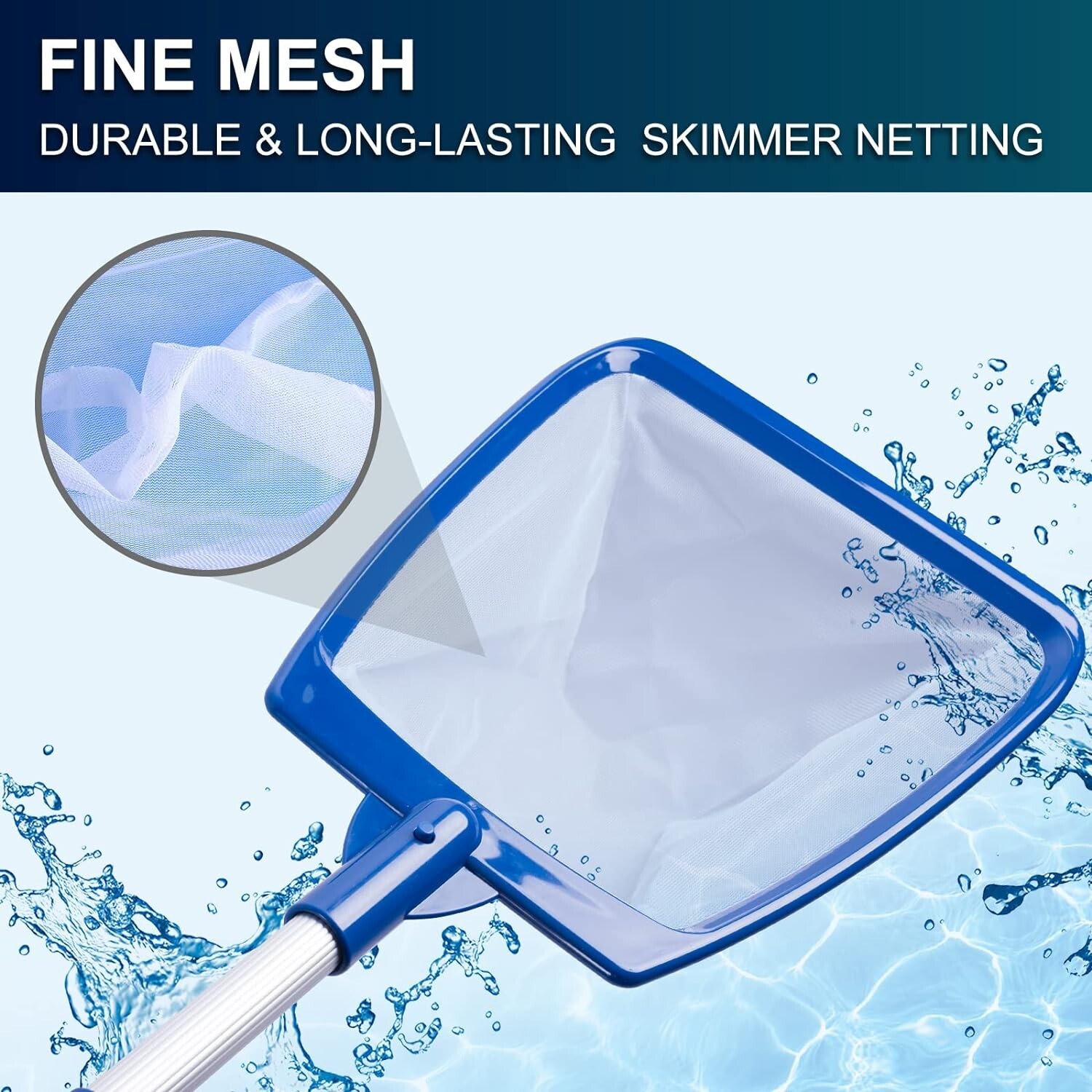 Hot Tub Skimmer Net Handheld Professional Pool Spa Pound Aluminum Handle Blue