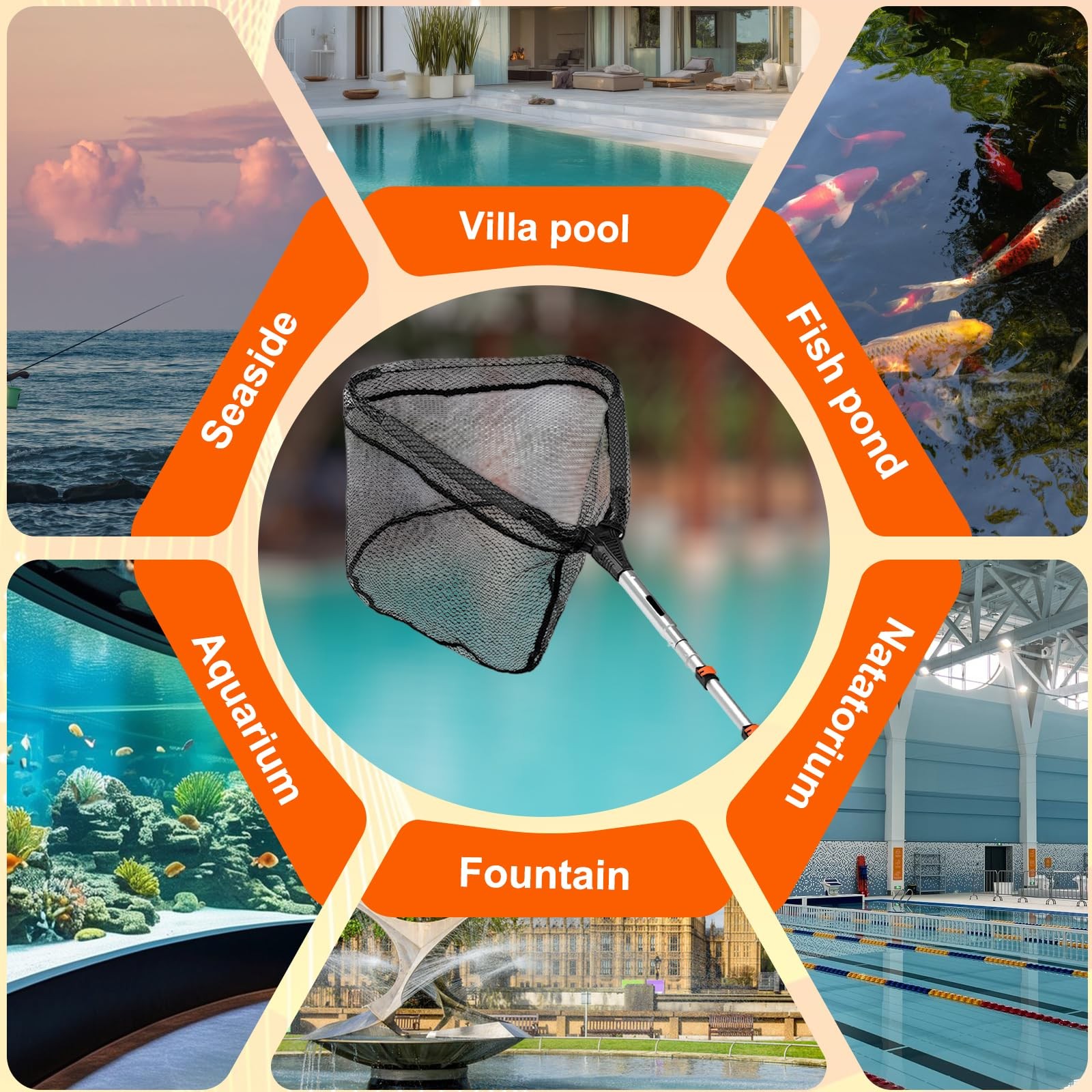 SISIUPASSIE 12FT Pool Skimmer Net with Pole, Foldable & Larger Capacity Pool …