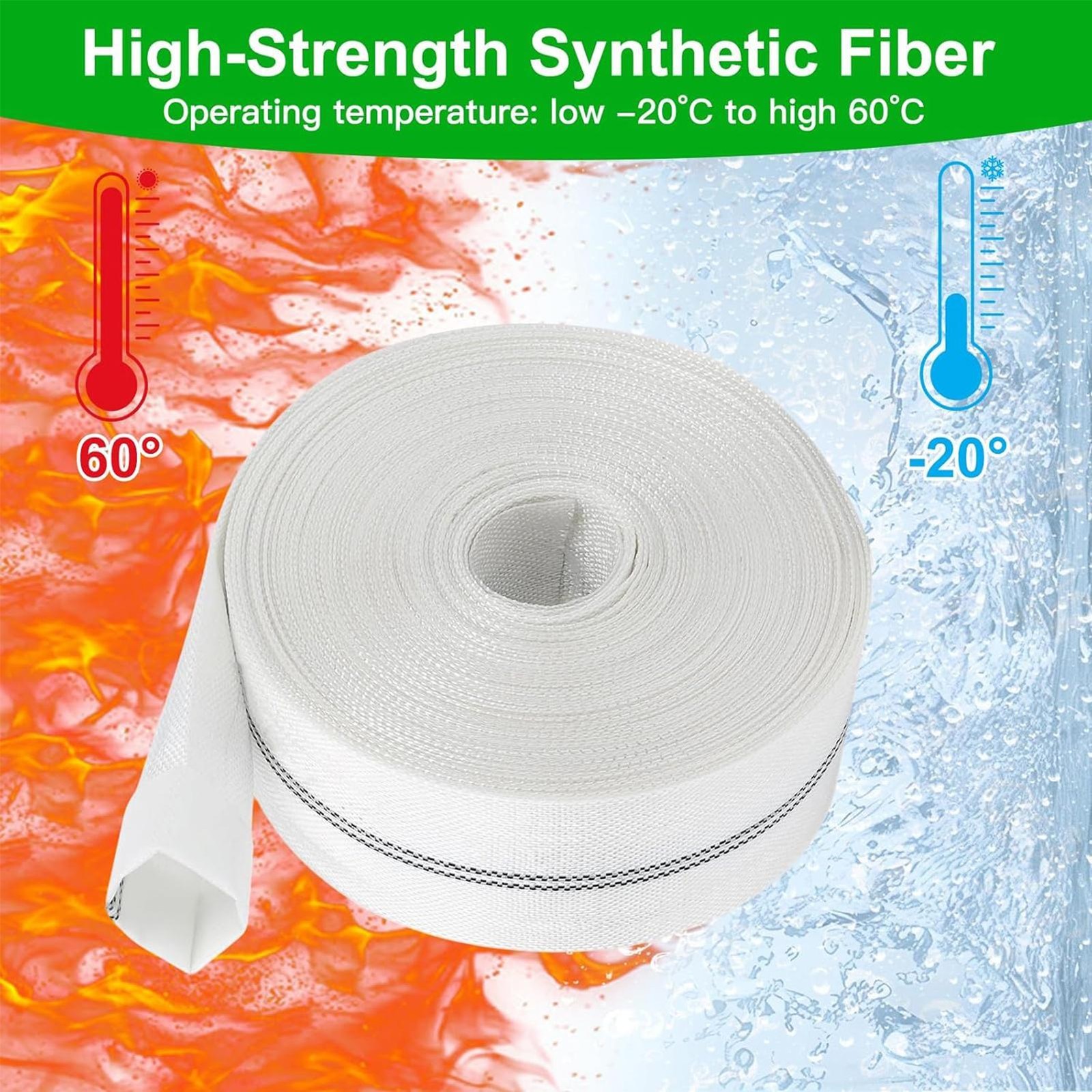 6.5cm x 50m Heavy Duty Pool Filter Backwash & Draining Hose with 2 Clamps