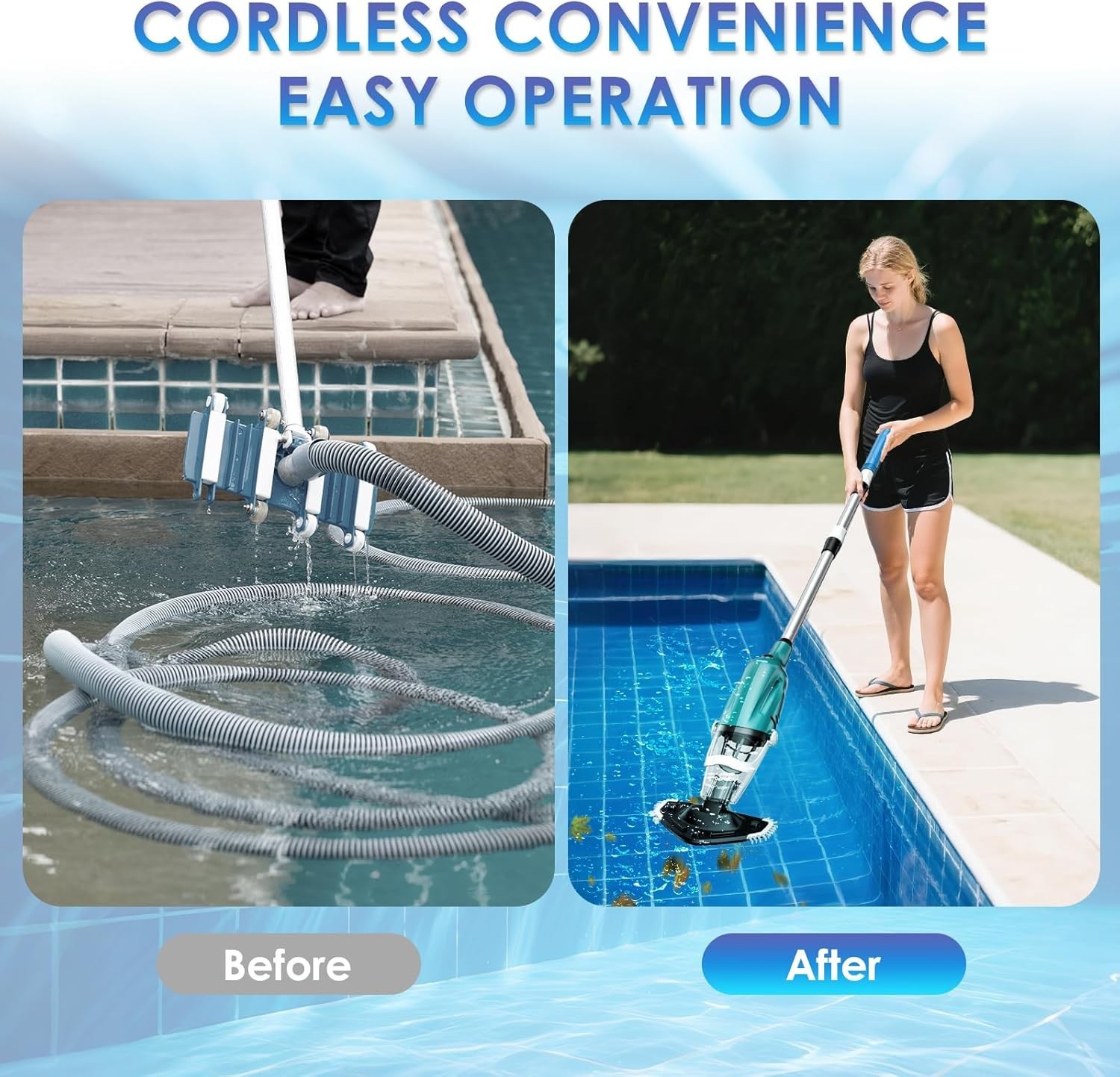 Rechargeable Handheld Pool Vacuum Cleaner 75Min Suction Leaf Sand Hot Tubs