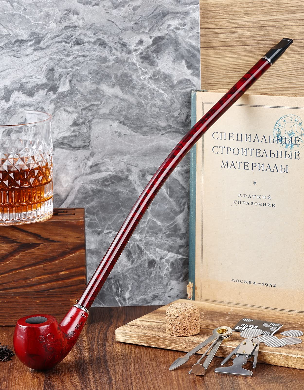 Joyoldelf Tobacco Pipe – Handcrafted 16&Prime;Length Large (Pack of 1), red